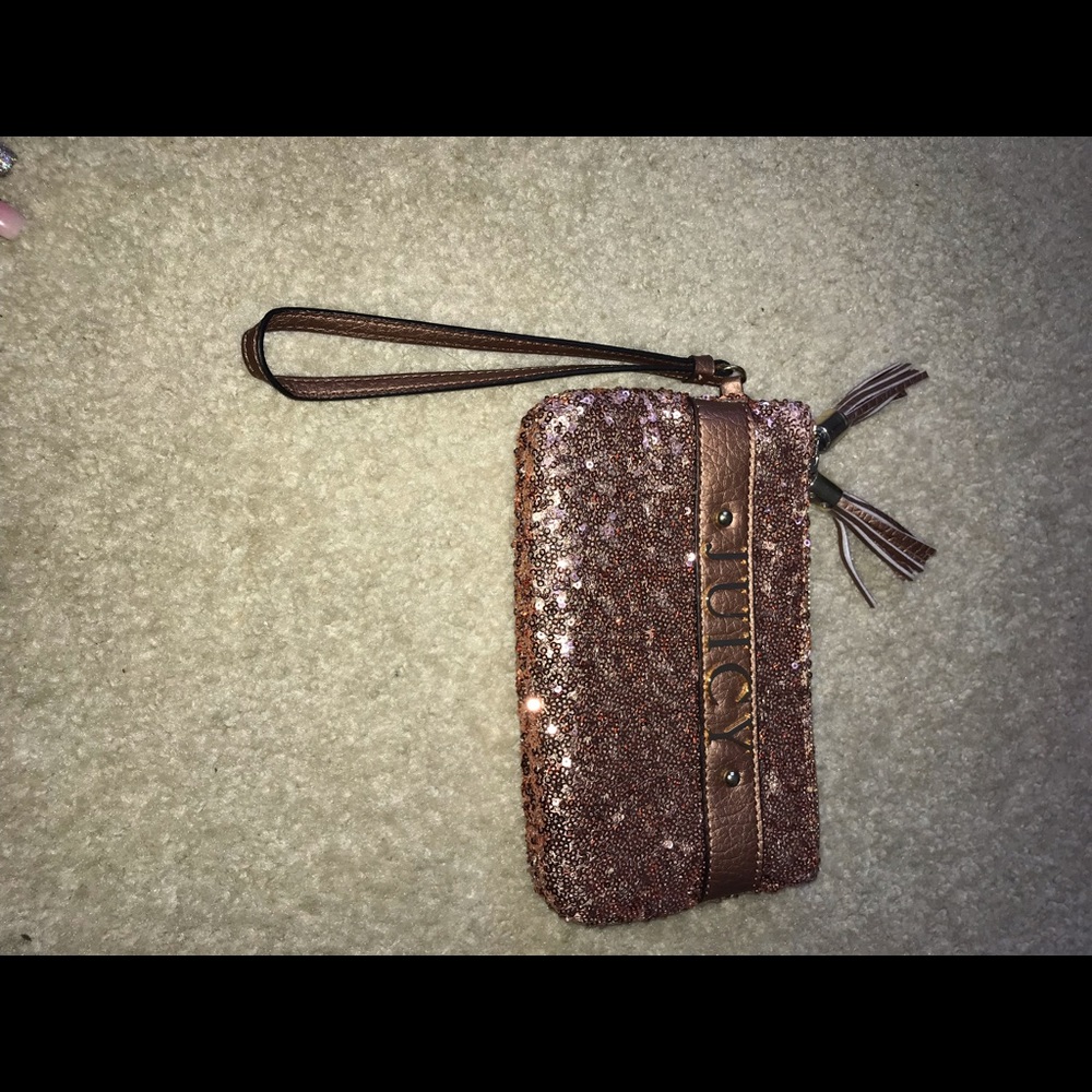 Rose gold juicy wristlet